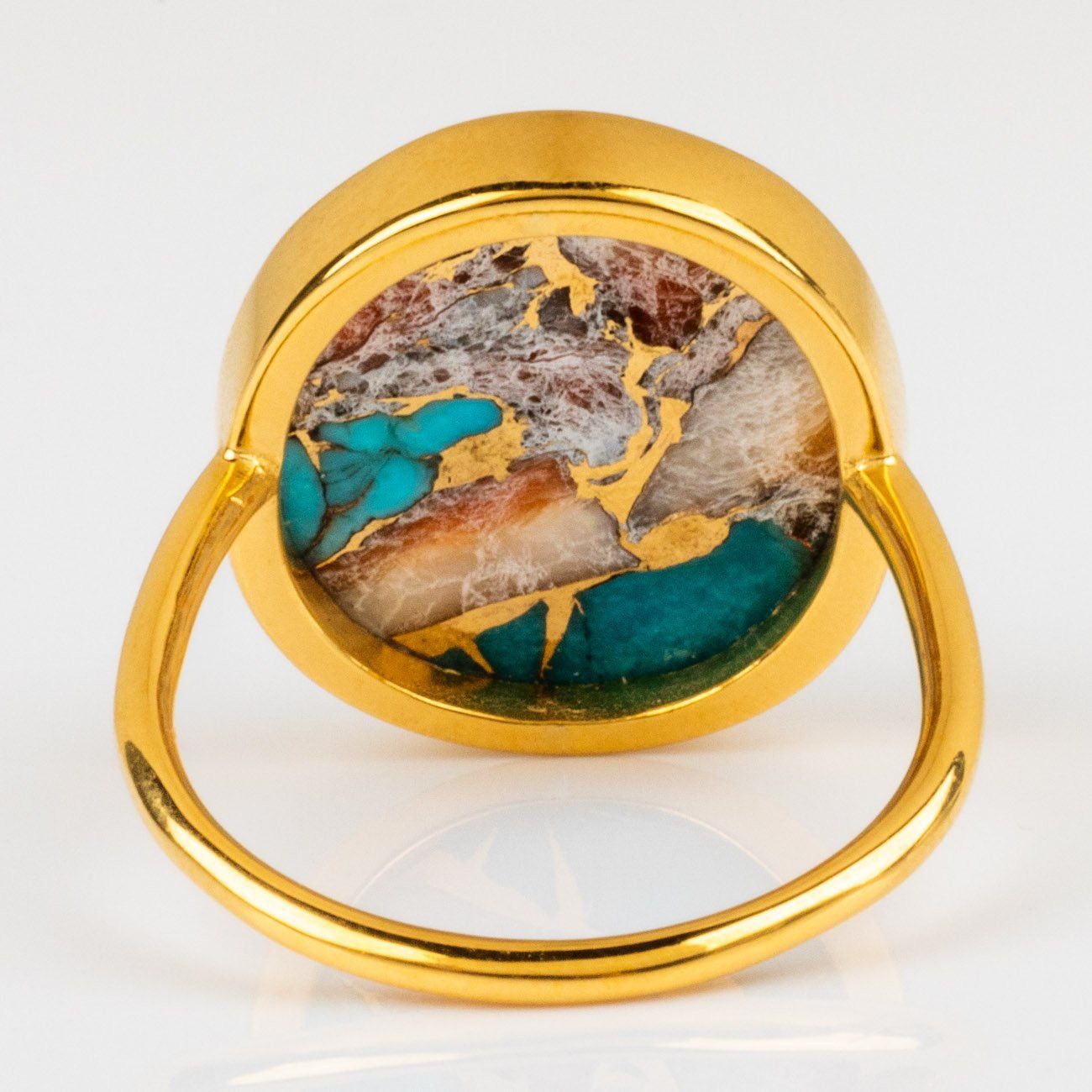 Local Eclectic Oyster Turquoise Gold Statement Ring