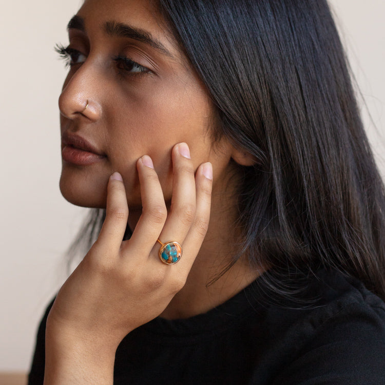 Statement Oyster Turquoise Ring
