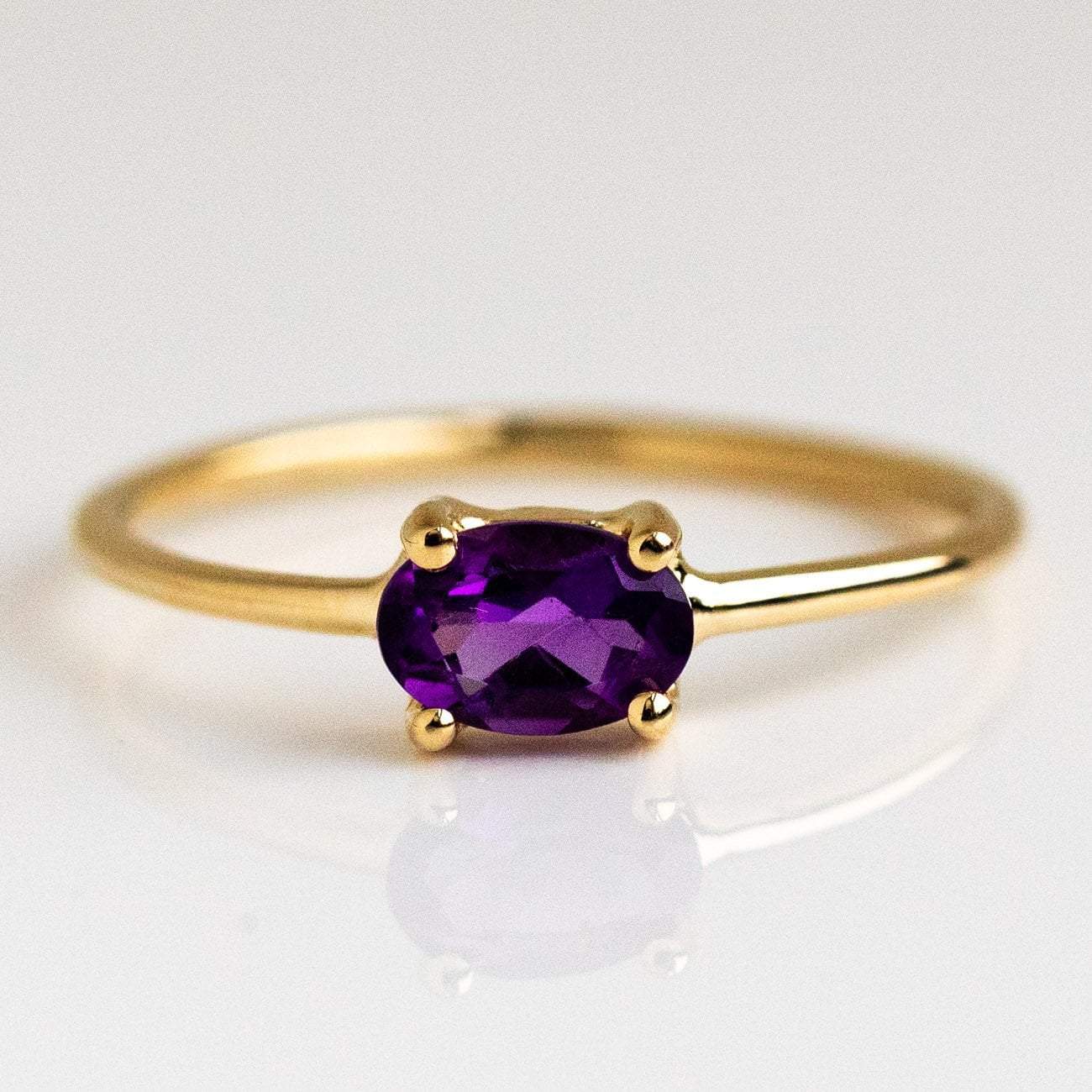 Solid 14K Yellow Gold Minimal Birthstone Ring Personalized Fine Charlie and Marcelle