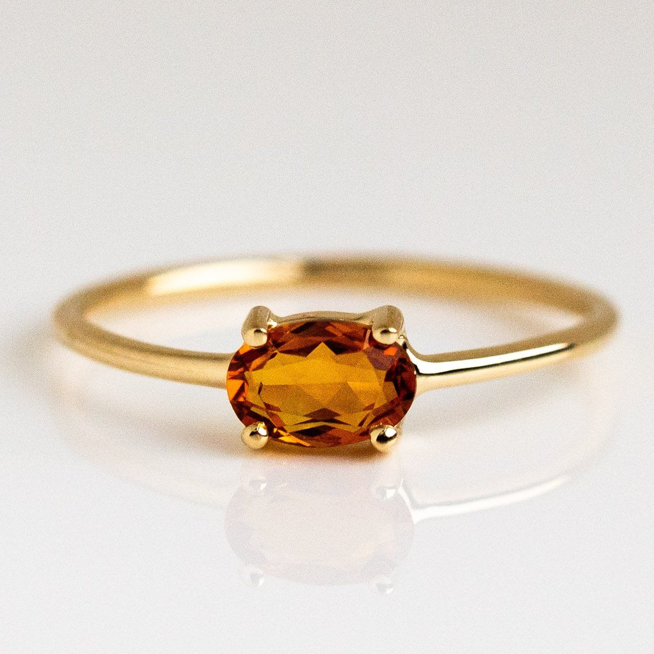 Solid 14K Yellow Gold Minimal Birthstone Ring Personalized Fine Charlie and Marcelle