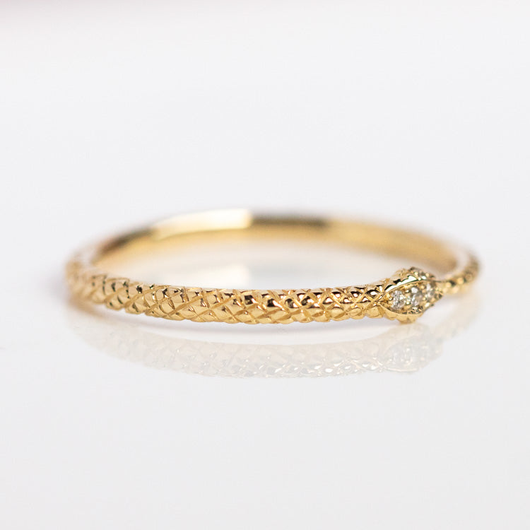 Ouroboros Diamond Snake Ring yellow solid gold fine dainty jewelry charlie and marcelle