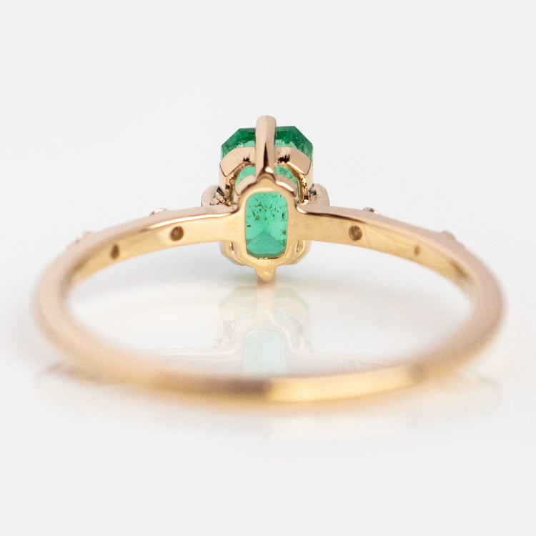 14K Aurora Emerald and Diamond Ring