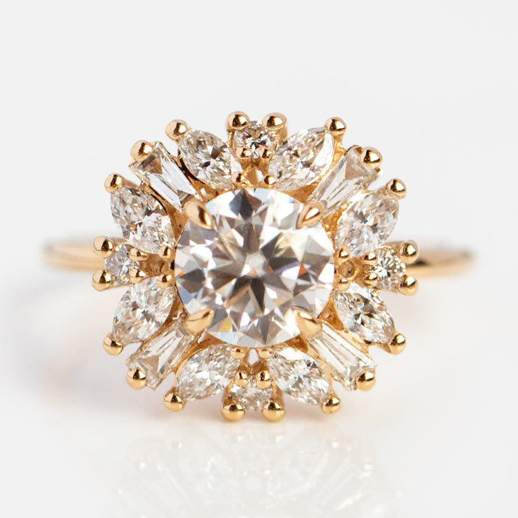 14K Andelina Moissanite and Diamond Fancy Halo Ring