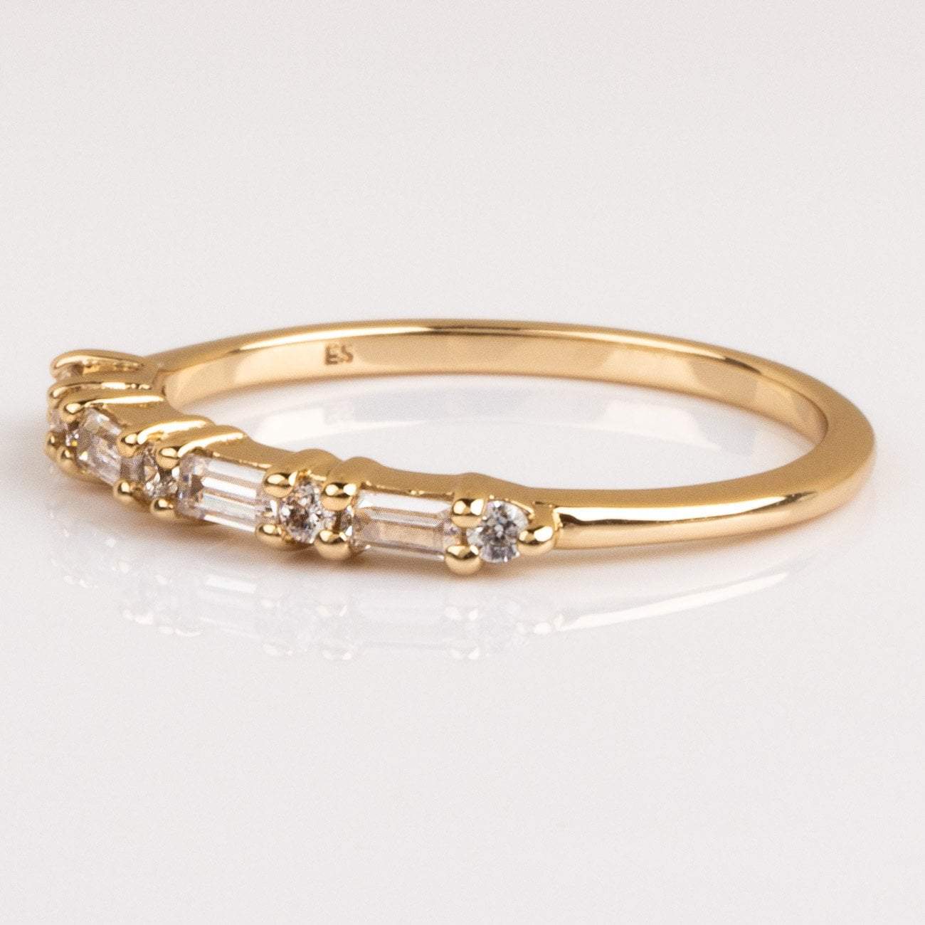 Baguette CZ Gold Stacking Ring