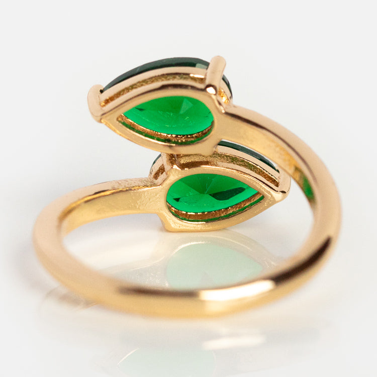 Emerald Crystal Teardrop Wrap Ring
