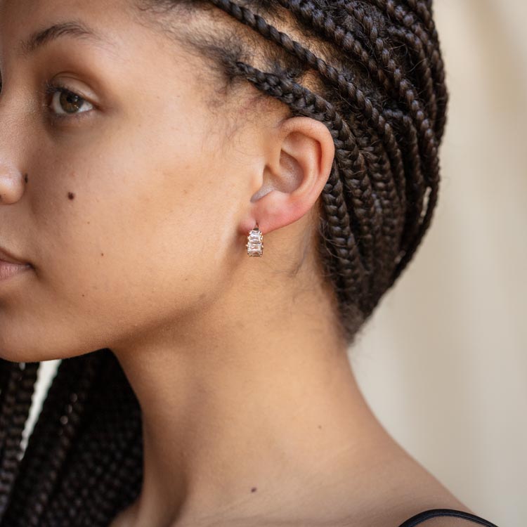 Diamond Shine Mini Hoop Earrings yellow gold statement huggie hoops ettika