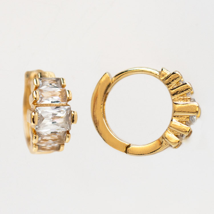 Diamond Shine Mini Hoop Earrings yellow gold statement huggie hoops ettika