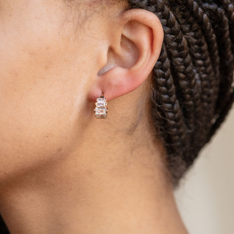 Diamond Shine Mini Hoop Earrings yellow gold statement huggie hoops ettika