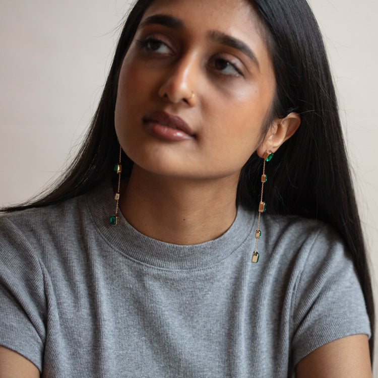Iconic Emerald Crystal Dangle Earrings