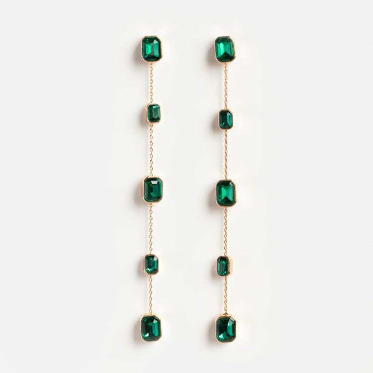 Iconic Emerald Crystal Dangle Earrings