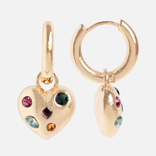 Rainbow Crystal Heart Dangle Earrings