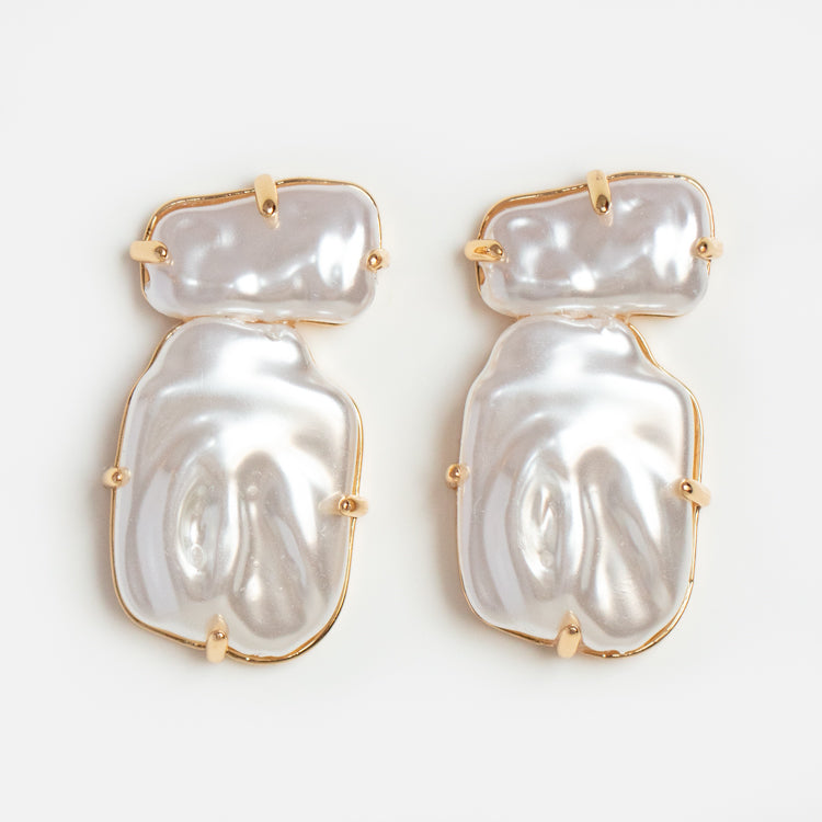 Edge of Water Double Pearl Earrings