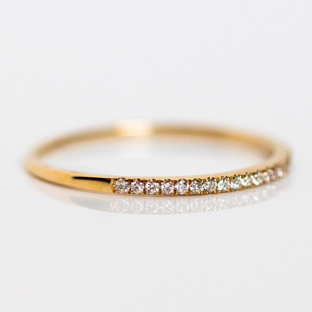 Local Eclectic Solid Gold Simple Pave Diamond Band