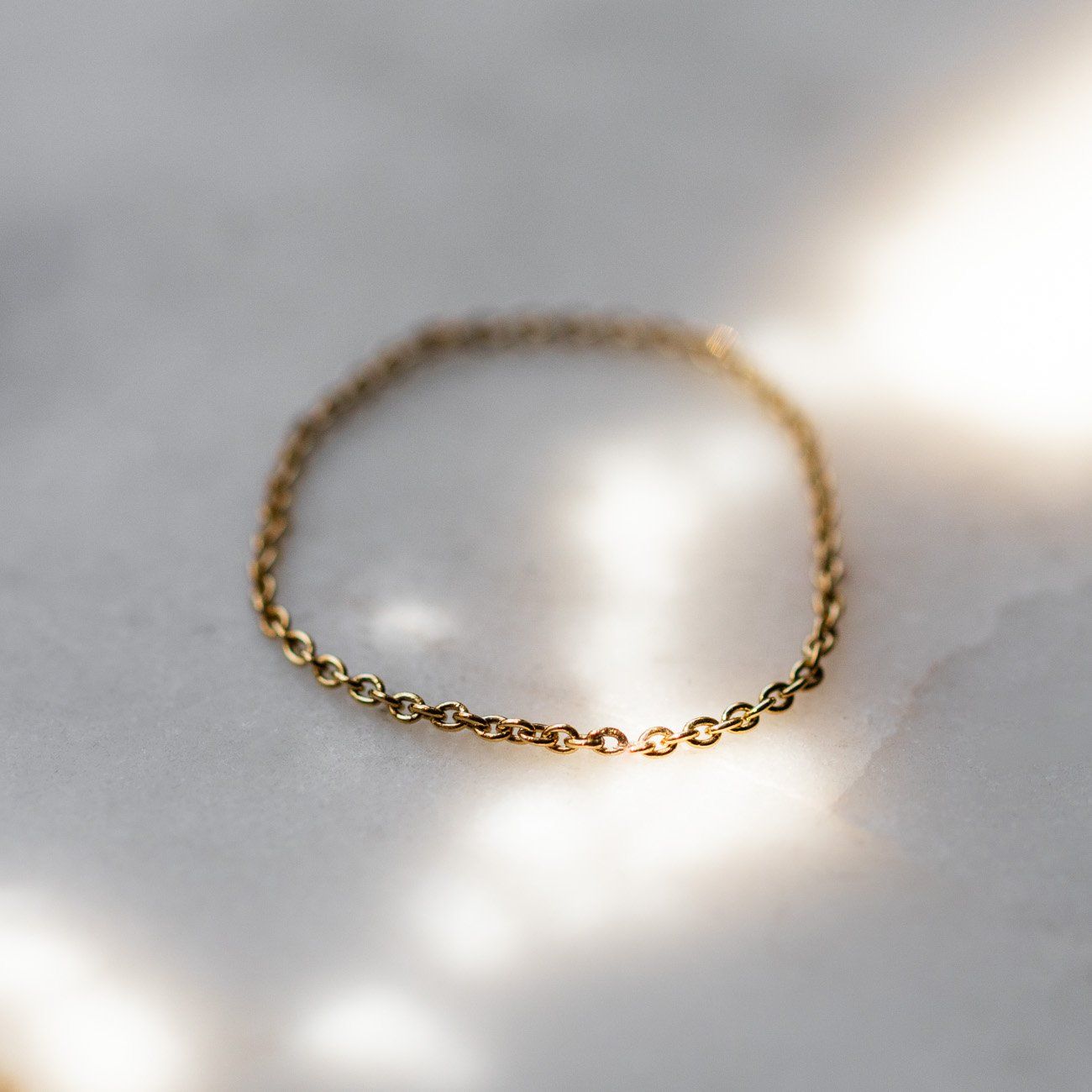 Solid Gold Chain Ring dainty yellow gold fine jewelry