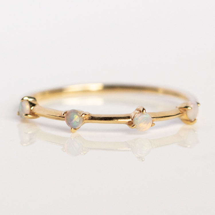 Solid Gold Opal Orbit Band