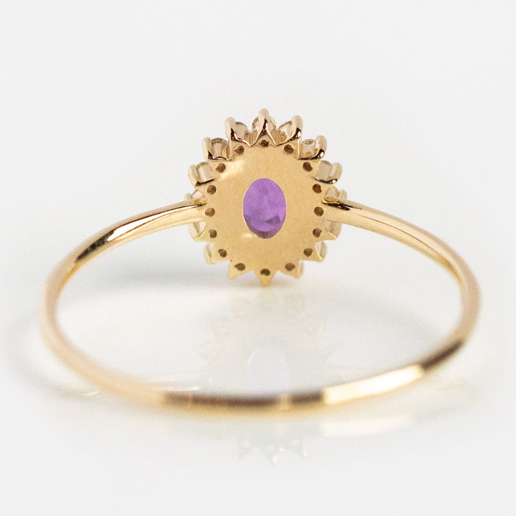 Solid Gold February Capsule Amethyst Halo Ring
