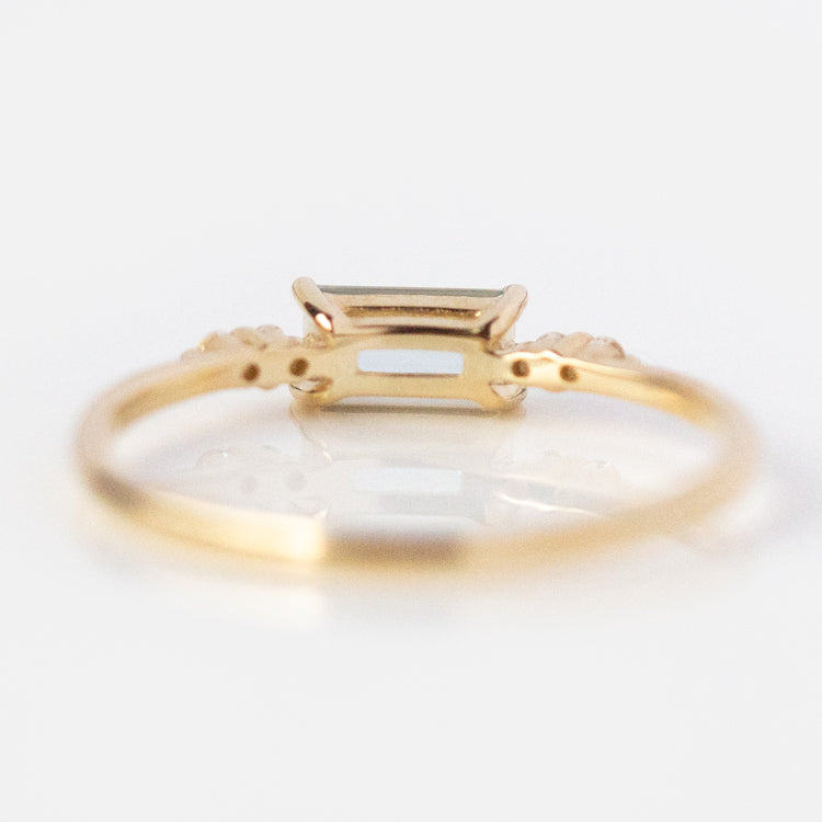 Solid Gold March Capsule Aquamarine Baguette Ring