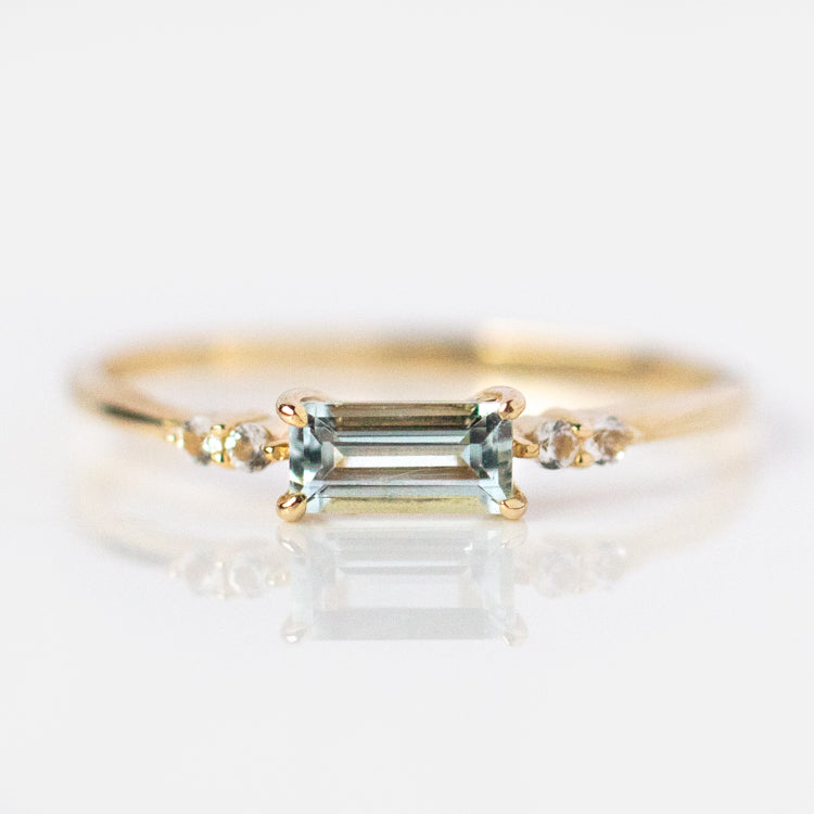 Solid Gold March Capsule Aquamarine Baguette Ring