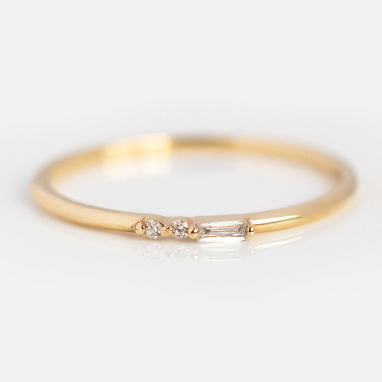 Solid Gold April Capsule Triple Diamond Ring