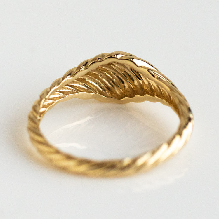 Solid Gold Twisted Signet Ring yellow gold minimal modern jewelry family gold local eclectic