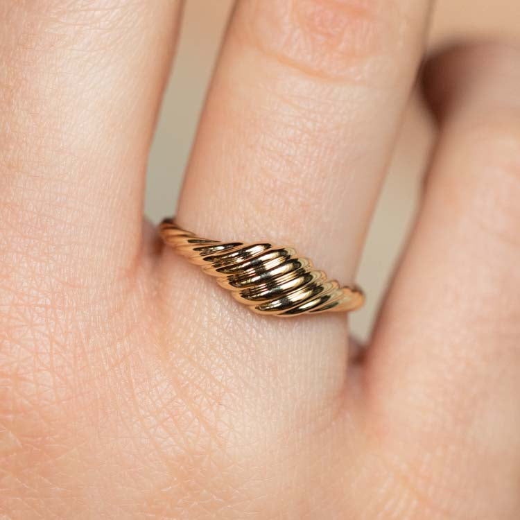 Solid Gold Twisted Signet Ring yellow gold minimal modern jewelry family gold local eclectic