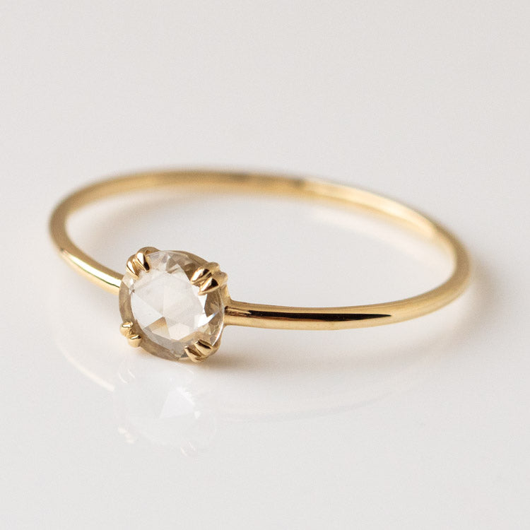 Solid Gold Shimmering White Sapphire Ring dainty modern yellow gold minimal jewelry family gold