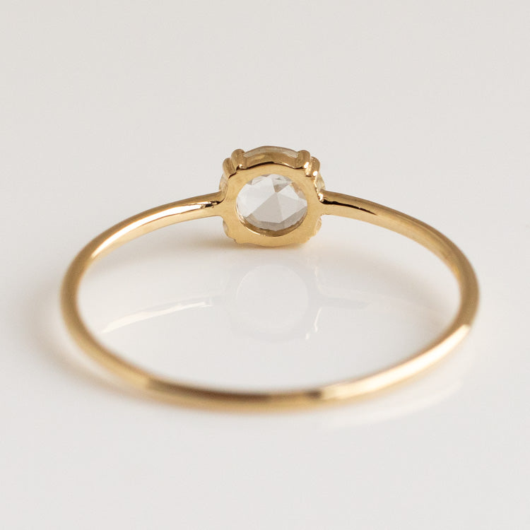 Solid Gold Shimmering White Sapphire Ring dainty modern yellow gold minimal jewelry family gold