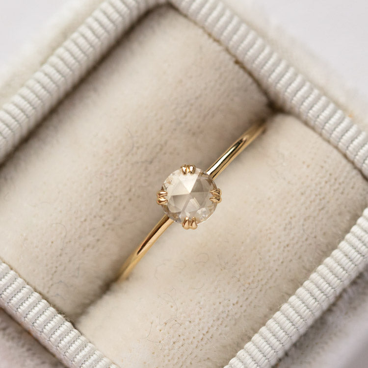 Solid Gold Shimmering White Sapphire Ring dainty modern yellow gold minimal jewelry family gold