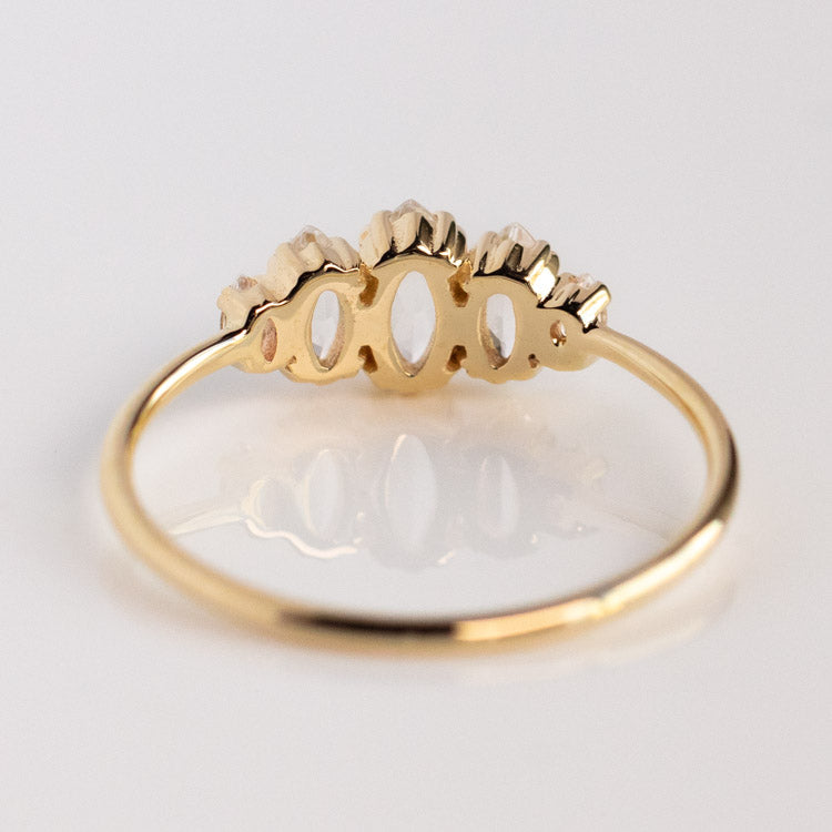 Solid Gold Essential Marquise Cluster Ring white topaz fine 9k solid yellow gold jewelry family gold