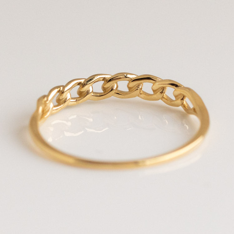 Solid Gold Chain Link Ring 9k fine solid yellow gold jewelry family gold dainty chains