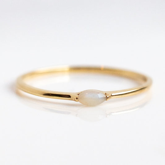Solid Gold Simple Opal Band
