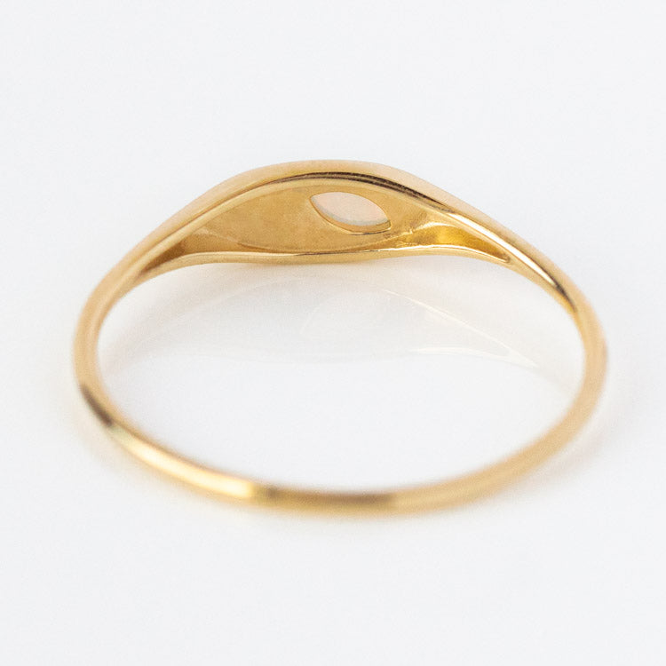 Solid Gold Opal and Diamond Signet Ring dainty yellow solid gold fine jewelry family gold