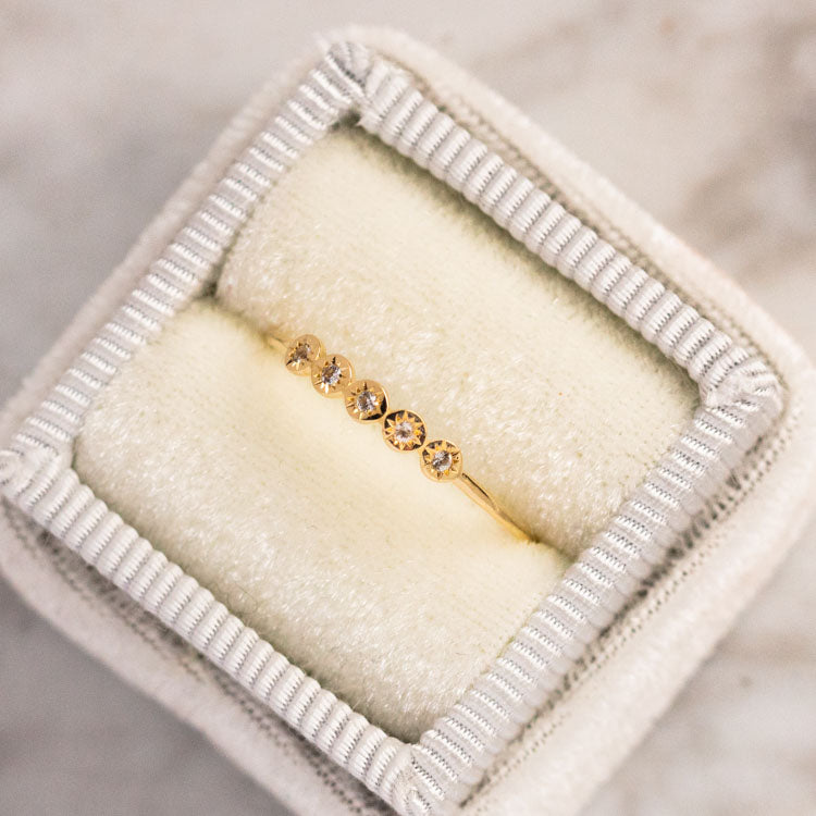 Solid Gold White Sapphire Starlight Ring 9k solid yellow gold fine jewelry family gold celestial inspired