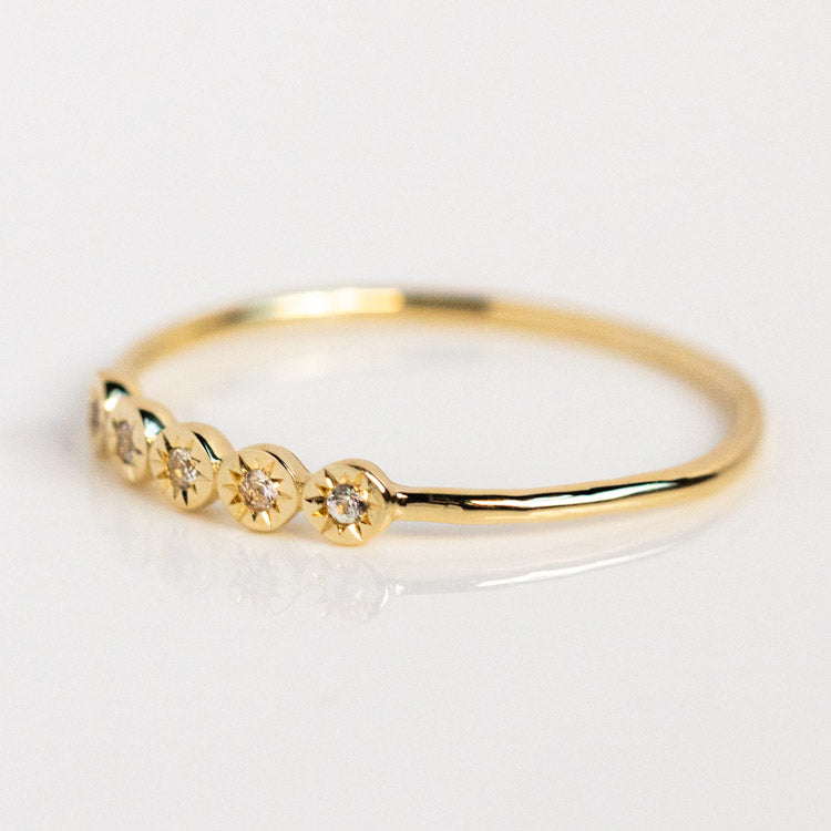 Solid Gold White Sapphire Starlight Ring 9k solid yellow gold fine jewelry family gold celestial inspired