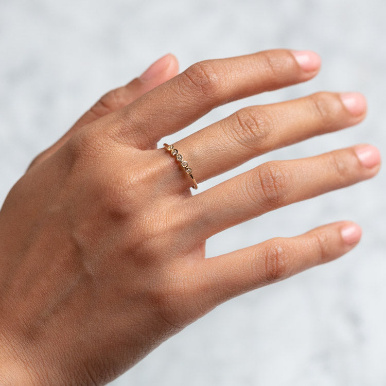 Solid Gold White Sapphire Starlight Ring 9k solid yellow gold fine jewelry family gold celestial inspired