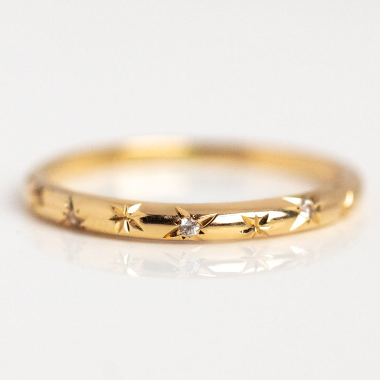 Solid Gold Starry White Sapphire Band