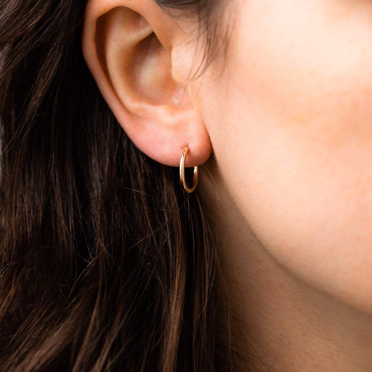 Solid Yellow Gold Mini Modern Hoop Earrings Family Gold