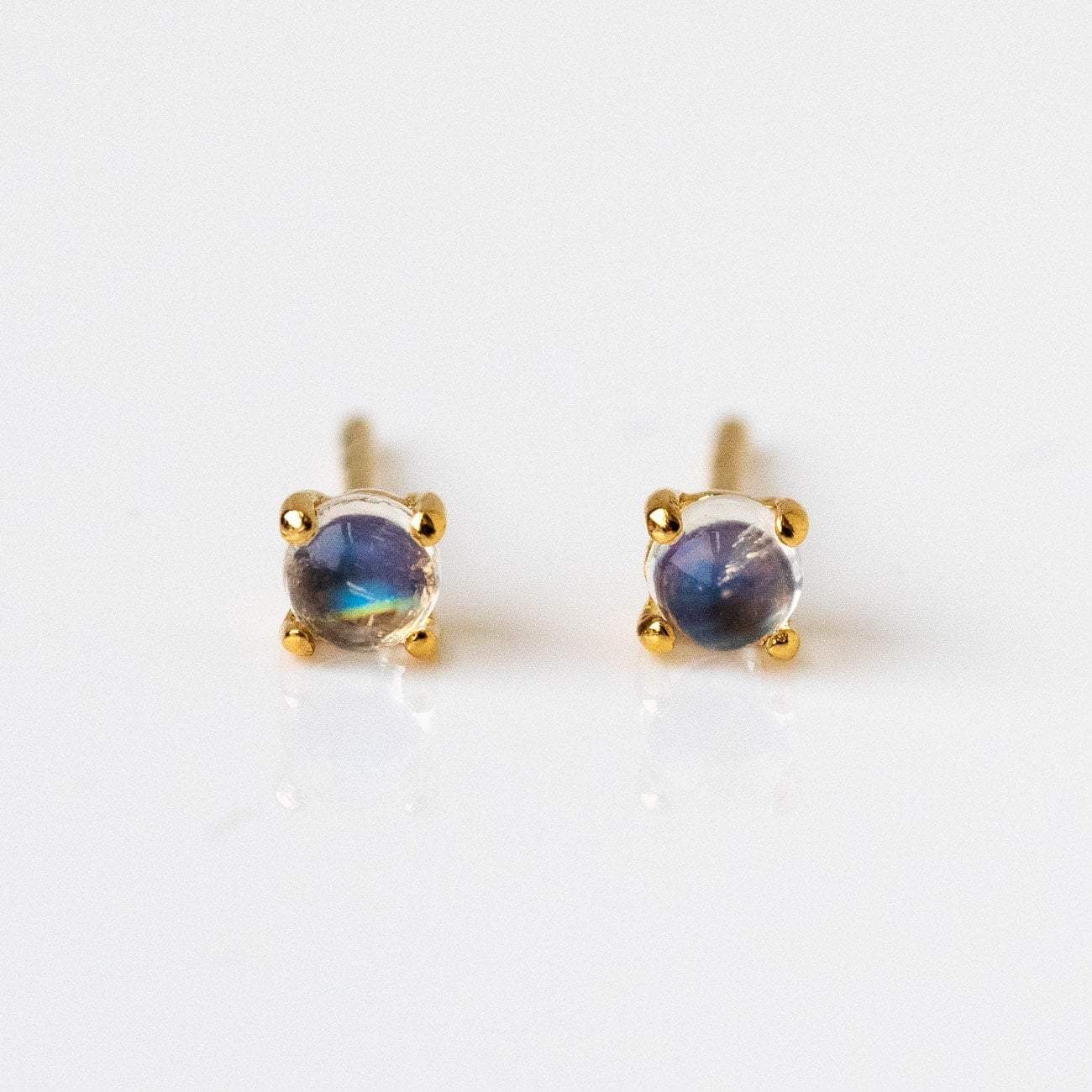 Solid Gold Blue Moonstone Stud Earrings | Local Eclectic