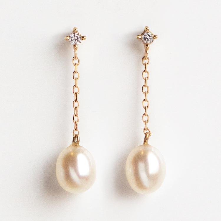 Double Take Pearl Drop Earrings in 14k Gold