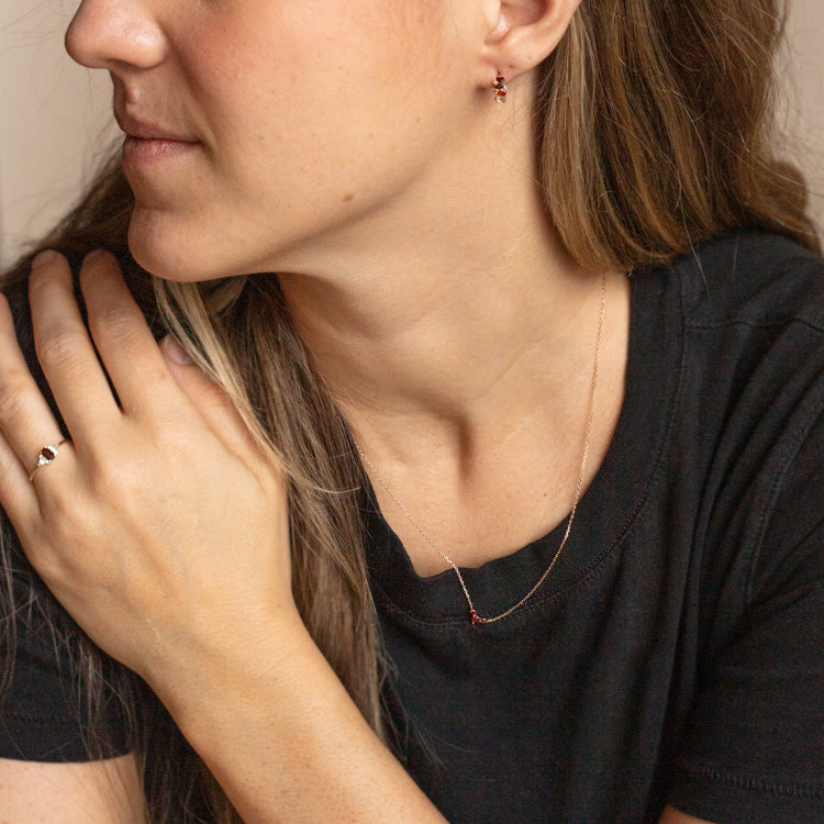 Solid Gold January Capsule Ombre Garnet Huggie Hoops