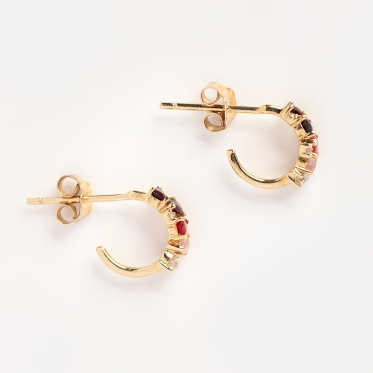 Solid Gold January Capsule Ombre Garnet Huggie Hoops