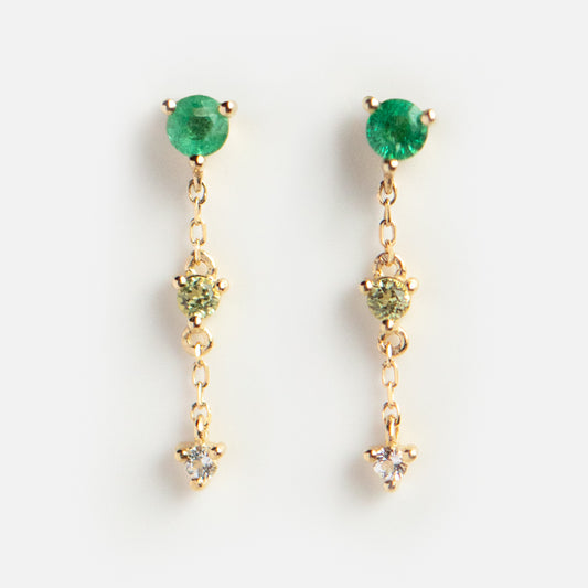Solid Gold May Capsule Ombre Emerald Drop Earrings