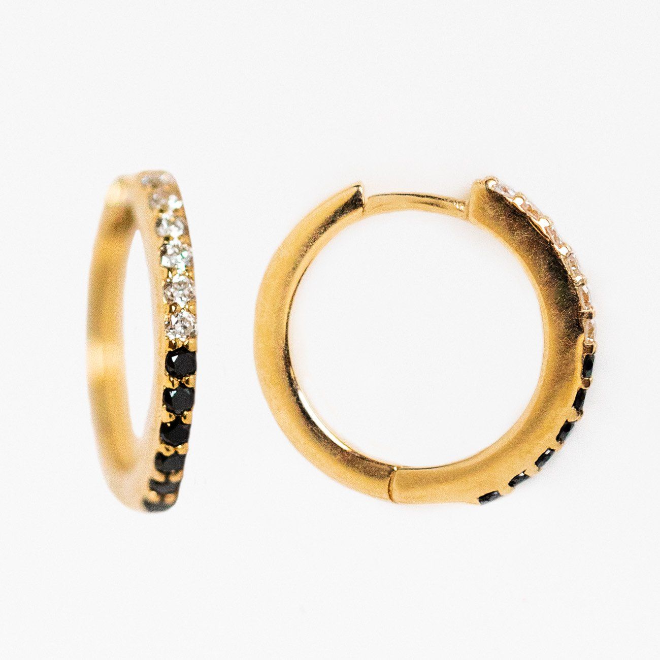 Solid Gold Yin & Yang Diamond Huggie Hoops