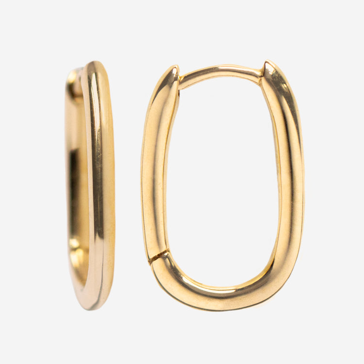 Solid Gold Simple Oblong Hoops - Local Eclectic