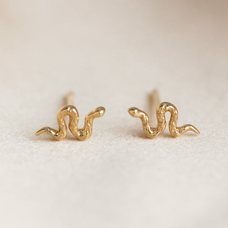 Solid Gold Slither Snake Studs