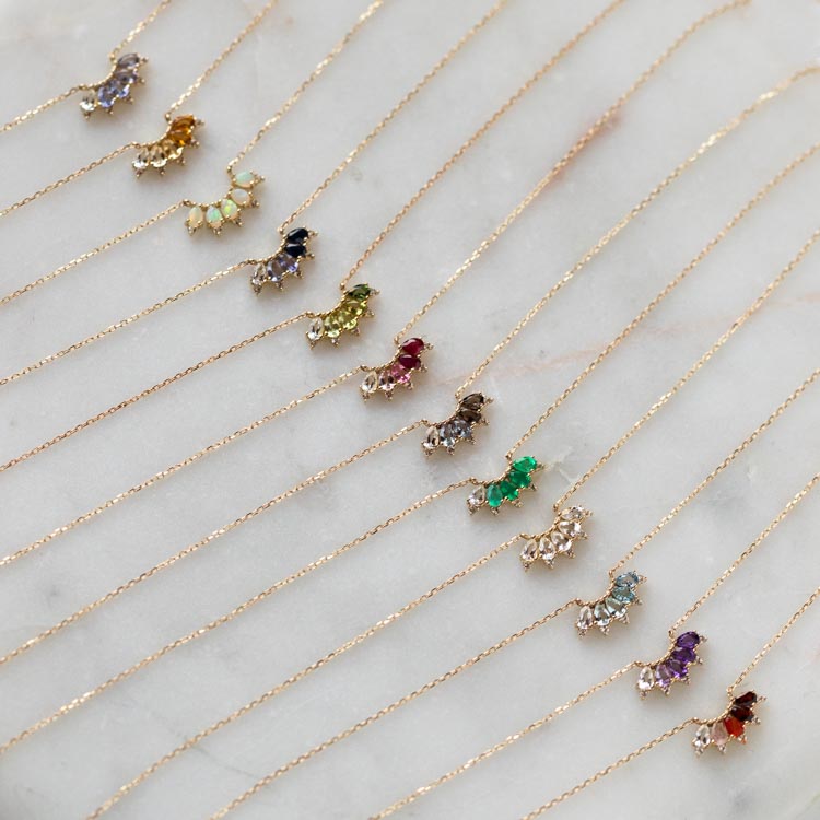 Solid Gold Ombre Birthstone Necklace