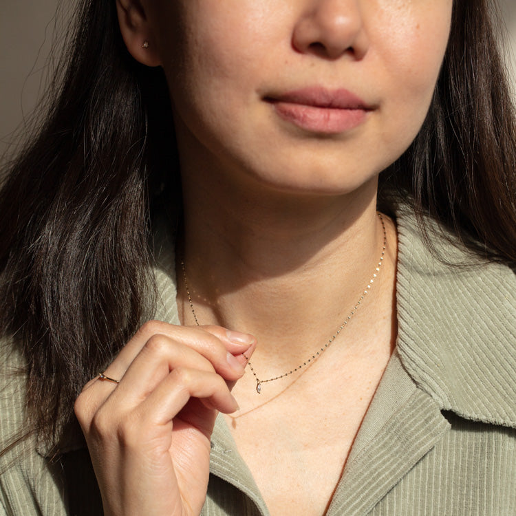 Solid Gold April Capsule Marquise Diamond Pendant Necklace
