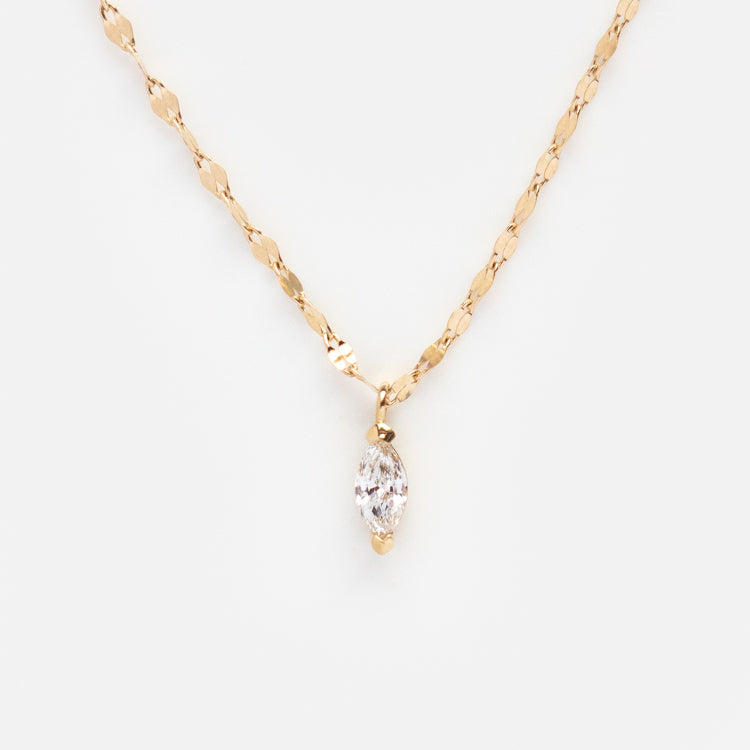 Solid Gold April Capsule Marquise Diamond Pendant Necklace
