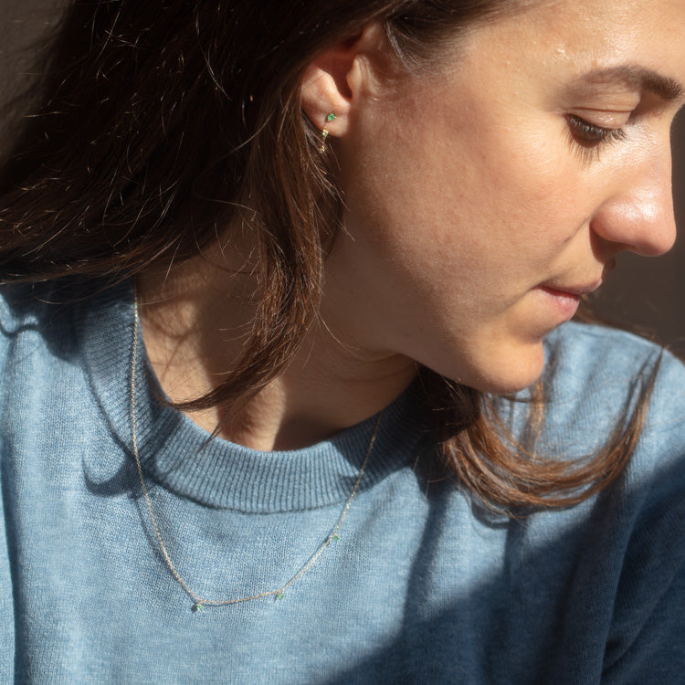 Solid Gold May Capsule Emerald Charm Necklace