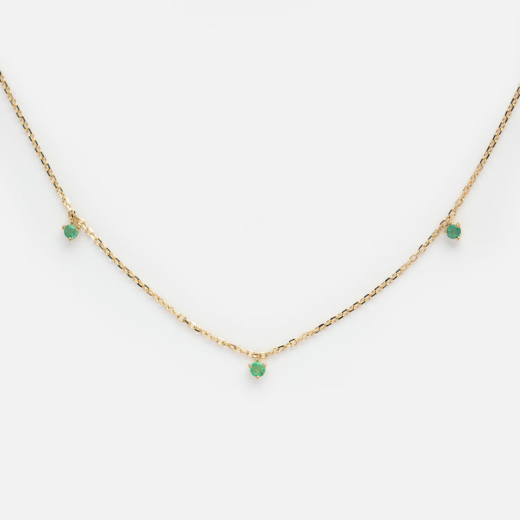 Solid Gold May Capsule Emerald Charm Necklace